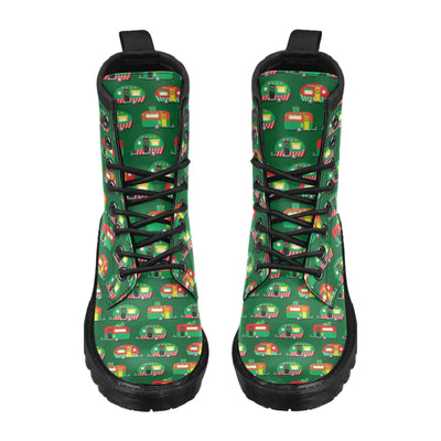 Camper Camping Christmas Themed Print Women's Boots