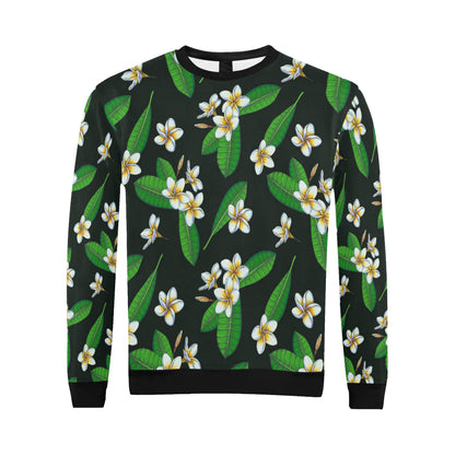 White Plumeria Pattern Print Design PM023 Men Long Sleeve Sweatshirt
