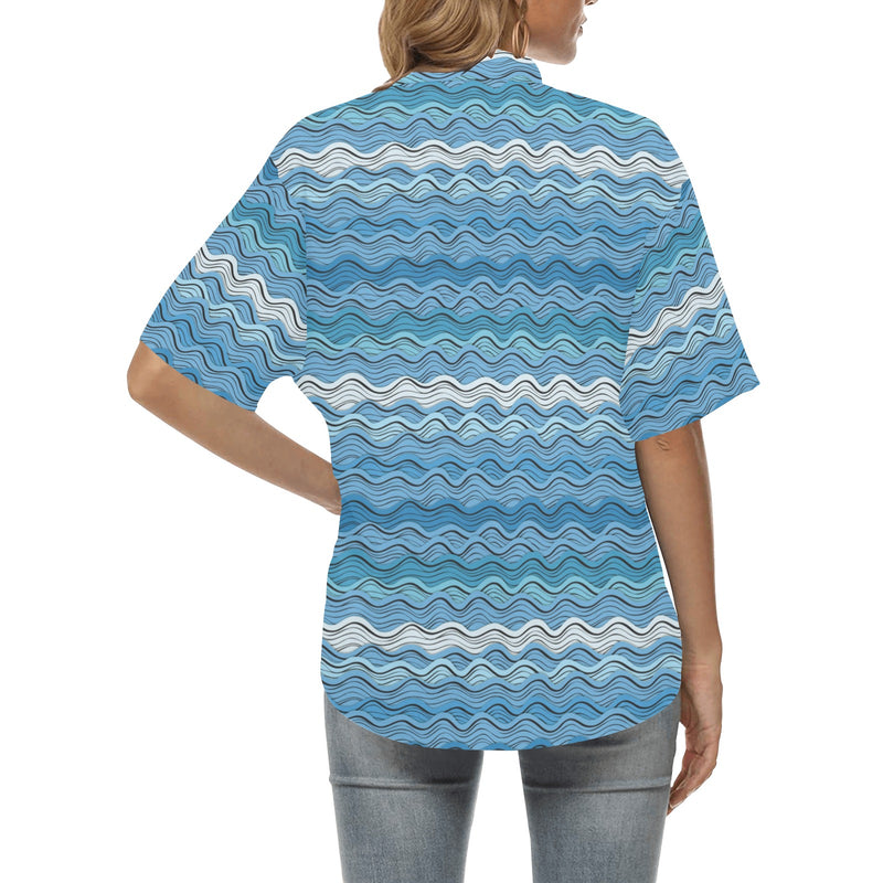 Wave Print Design LKS301 Women's Hawaiian Shirt