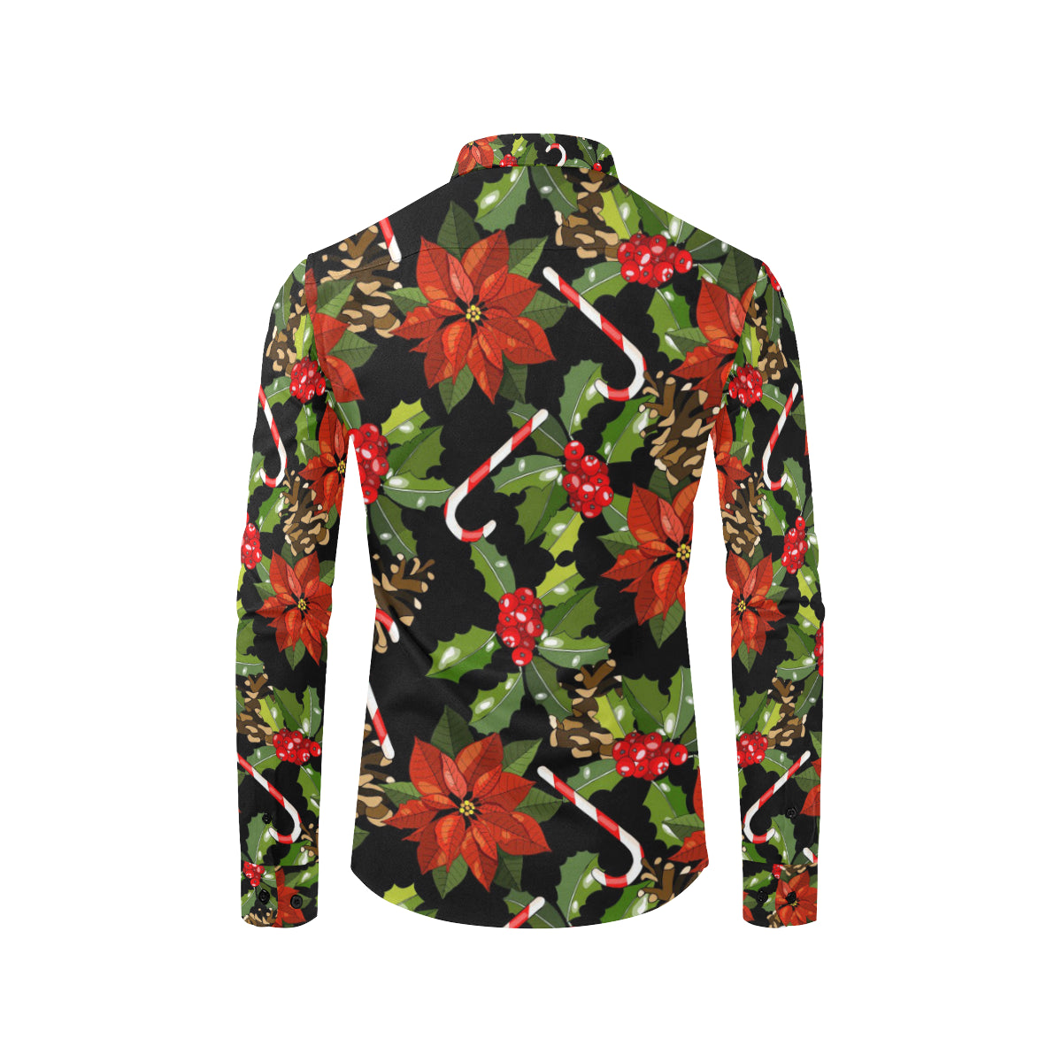 Poinsettia Pattern Print Design POT01 Men's Long Sleeve Shirt