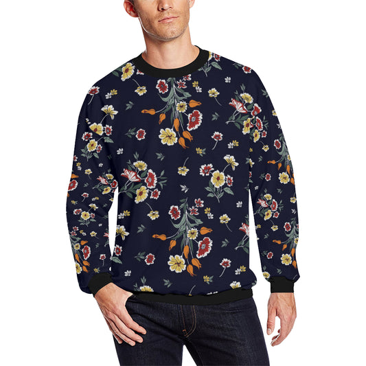 Summer Floral Pattern Print Design SF01 Men Long Sleeve Sweatshirt