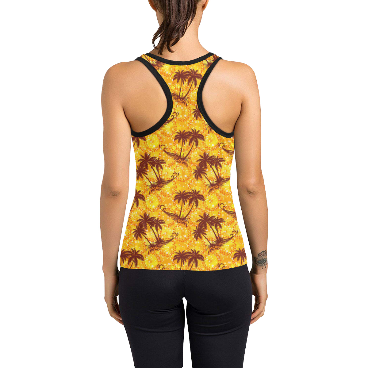Palm Tree Pattern Print Design PT012 Women's Racerback Tank Top