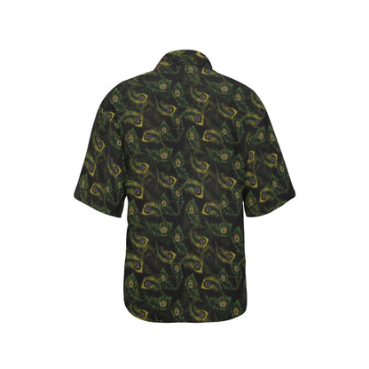 Peacock Feather Pattern Design Print Women's Hawaiian Shirt