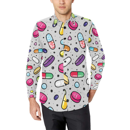 Pill Pattern Print Design A04 Men's Long Sleeve Shirt