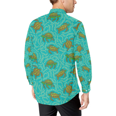 Sea Turtle Pattern Print Design T010 Men's Long Sleeve Shirt