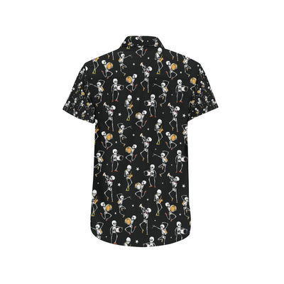 Skeleton Dance Print Men's Short Sleeve Button Up Shirt