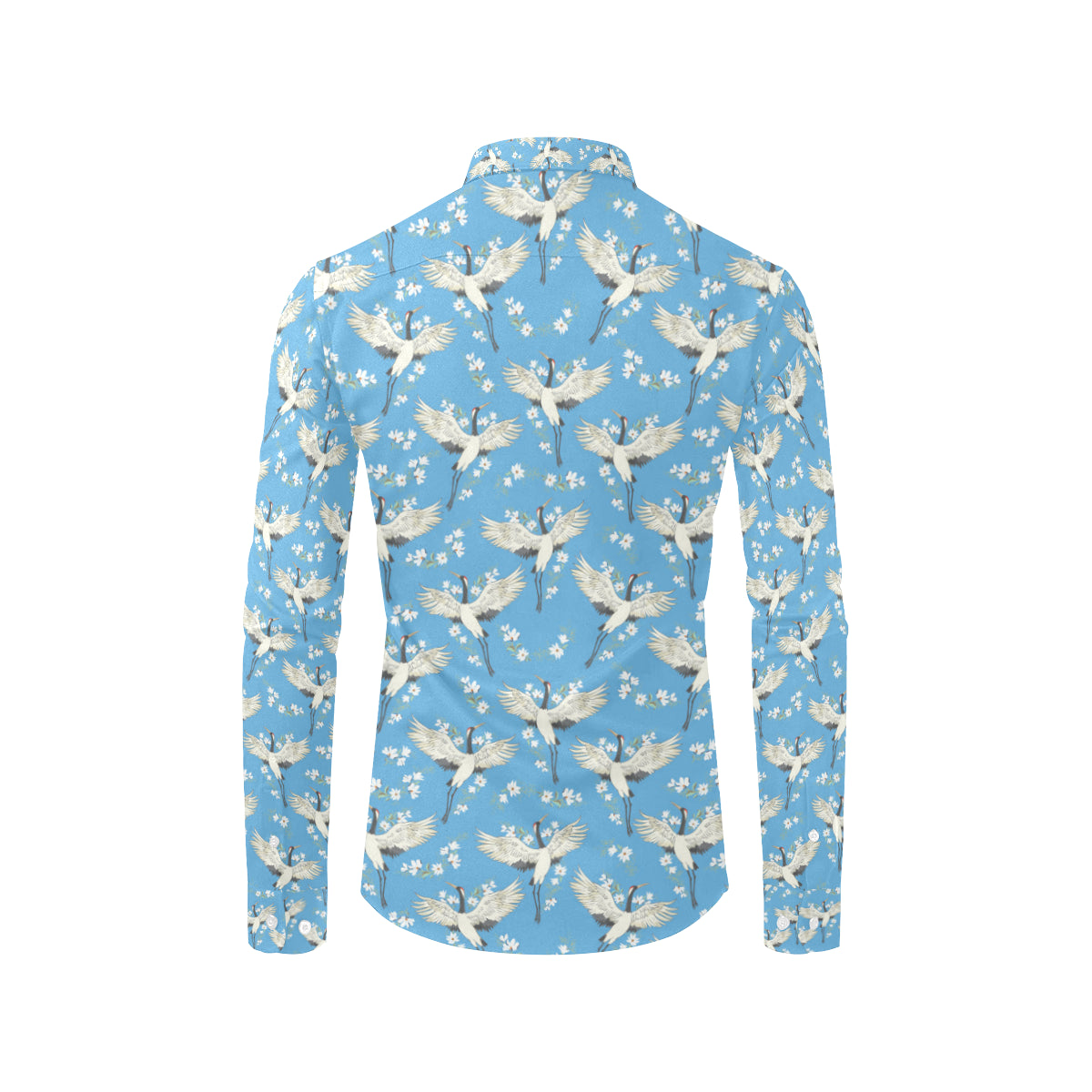 Crane Pattern Print Design 03 Men's Long Sleeve Shirt