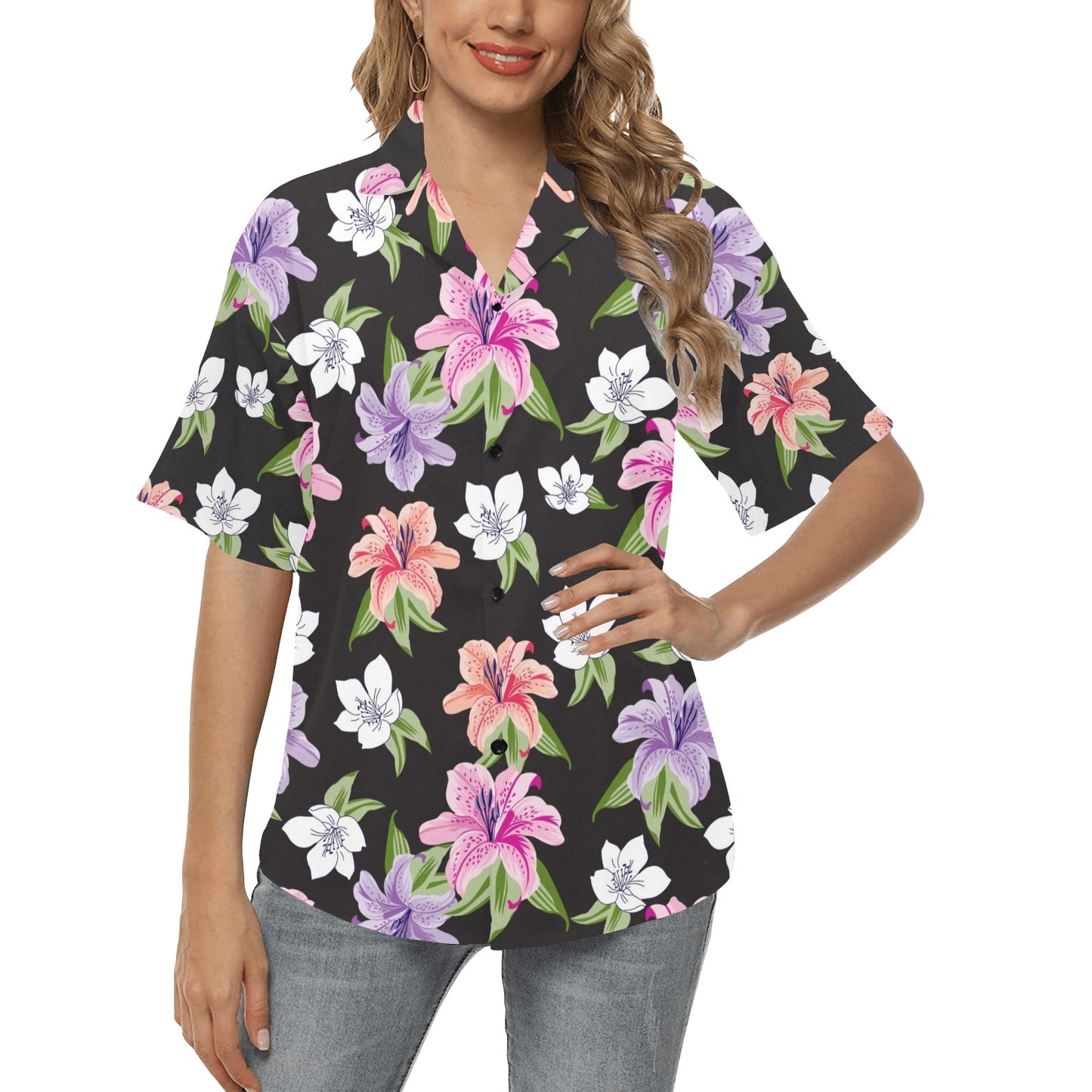 Lily Pattern Print Design LY02 Women's Hawaiian Shirt
