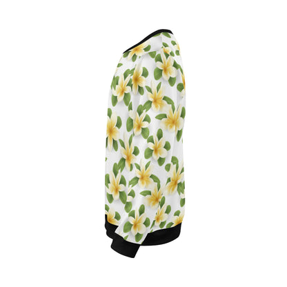 Yellow Plumeria Pattern Print Design PM012 Men Long Sleeve Sweatshirt
