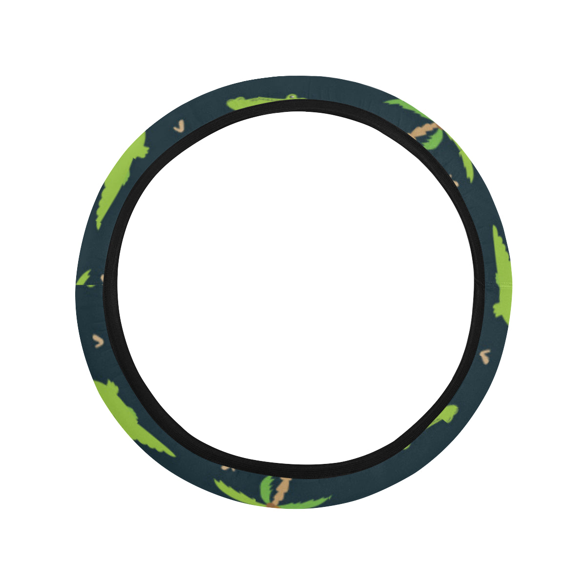 Alligator Pattern Print Design 02 Steering Wheel Cover with Elastic Edge