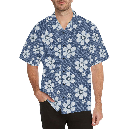 Jean Flower Pattern Print Design 03 Men's Hawaiian Shirt