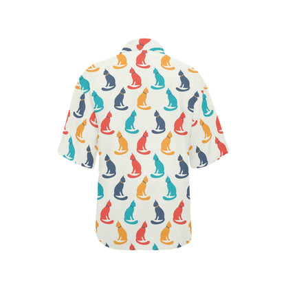 Cat Pattern Print Design 03 Women's Hawaiian Shirt