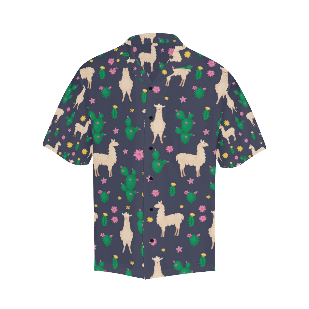 Llama Cactus Pattern Print Design 012 Men's Hawaiian Shirt