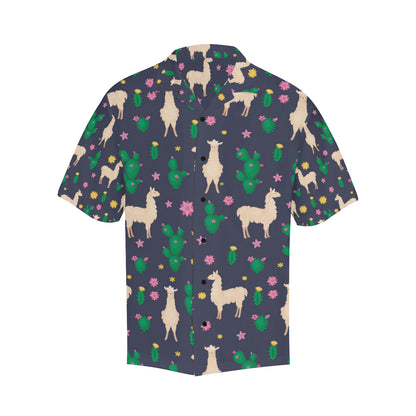 Llama Cactus Pattern Print Design 012 Men's Hawaiian Shirt