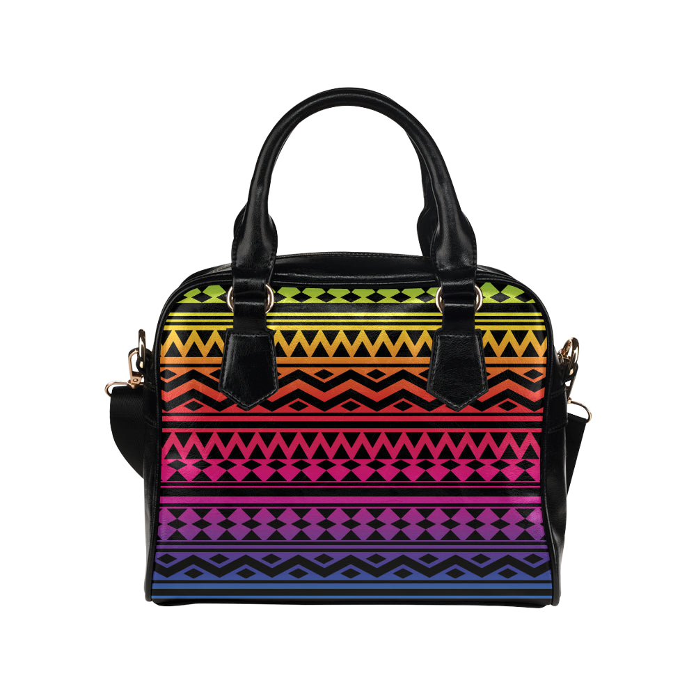 Rainbow Tribal Pattern Print Design A02 Shoulder Handbag