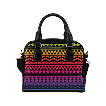 Rainbow Tribal Pattern Print Design A02 Shoulder Handbag