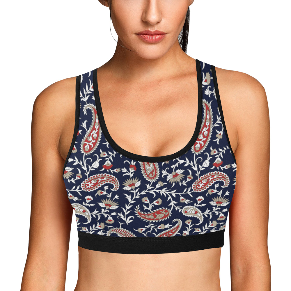Paisley Pattern Print Design A05 Sports Bra