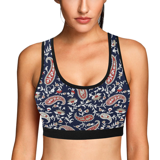 Paisley Pattern Print Design A05 Sports Bra