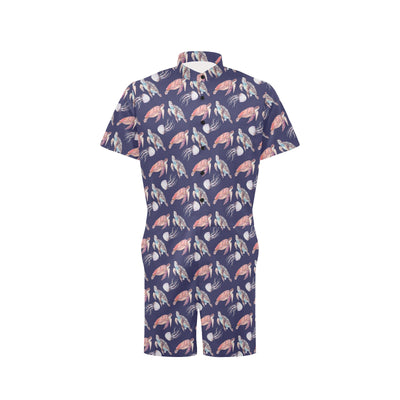 Sea Turtle With Jelly Fish Print Design LKS301 Men's Romper