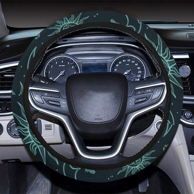 Sun Moon Magic Design Themed Print Steering Wheel Cover with Elastic Edge