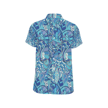 Funky Retro Pattern Print Design A02 Men's Short Sleeve Button Up Shirt