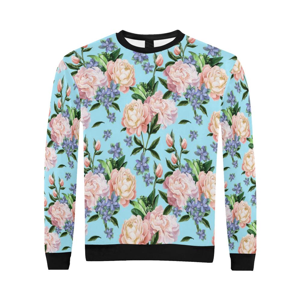 Peony Pattern Print Design PE02 Men Long Sleeve Sweatshirt