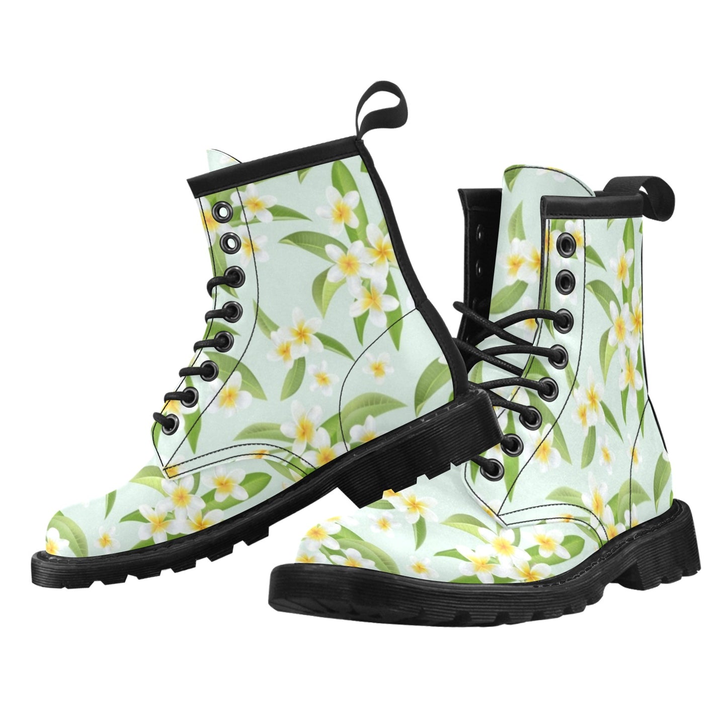 Yellow Plumeria Pattern Print Design PM024 Women's Boots