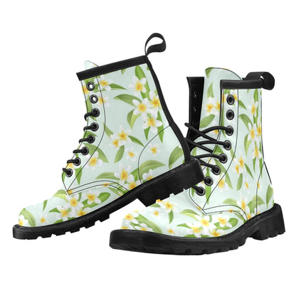 Yellow Plumeria Pattern Print Design PM024 Women's Boots