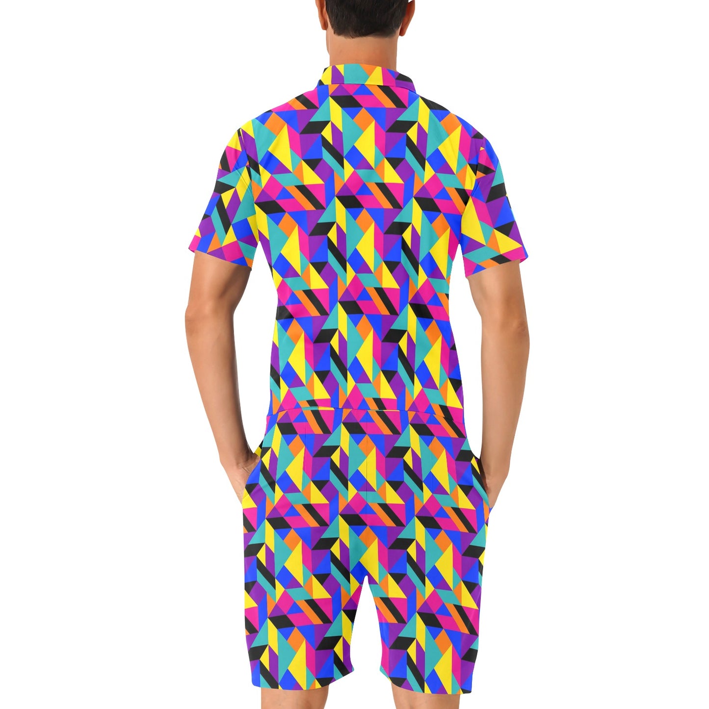 90s Colorful Pattern Print Design 1 Men's Romper
