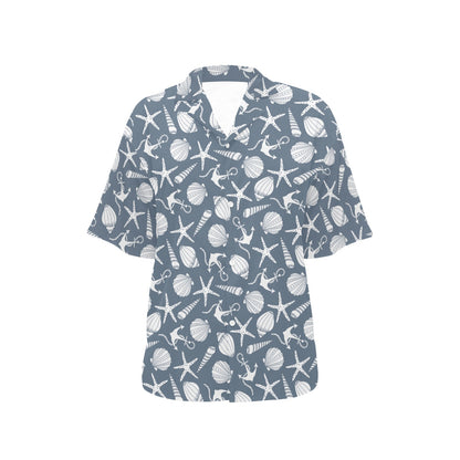 Seashell Print Design LKS306 Women's Hawaiian Shirt