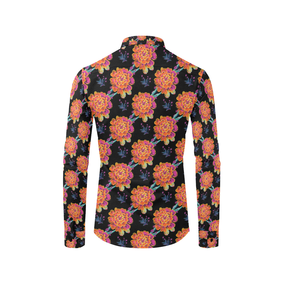 Marigold Pattern Print Design MR04 Men's Long Sleeve Shirt
