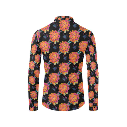 Marigold Pattern Print Design MR04 Men's Long Sleeve Shirt