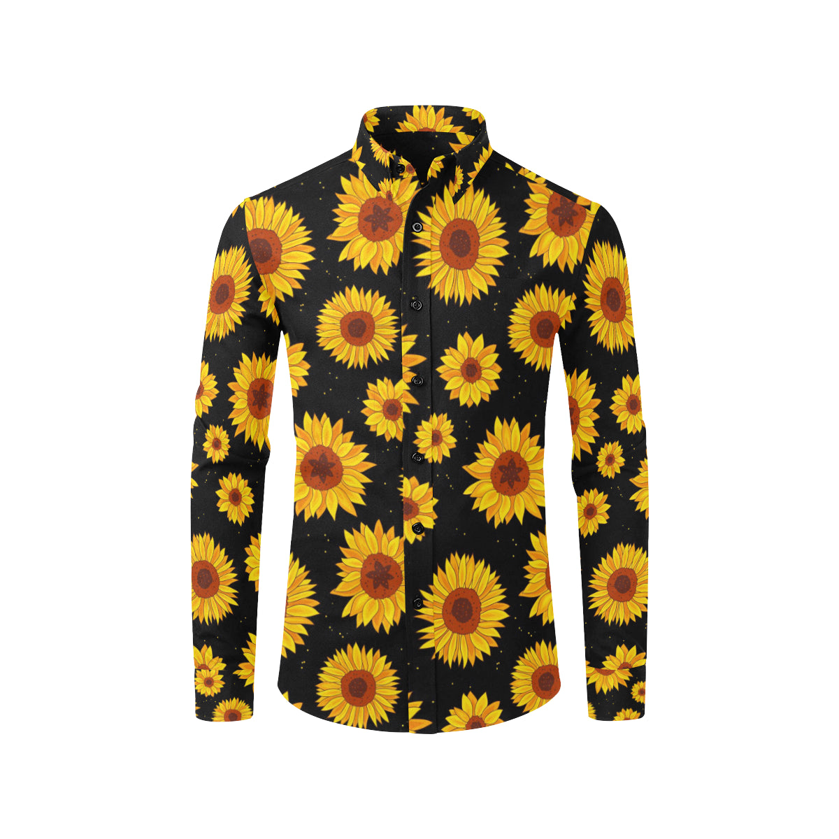 Sunflower Pattern Print Design SF09 Men's Long Sleeve Shirt