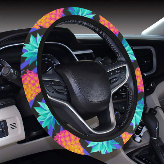 Pineapple Color Art Pattern Steering Wheel Cover with Elastic Edge