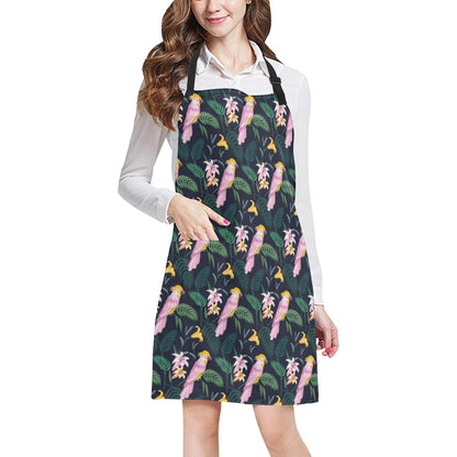Cockatoo Pattern Print Design 03 Apron with Pocket