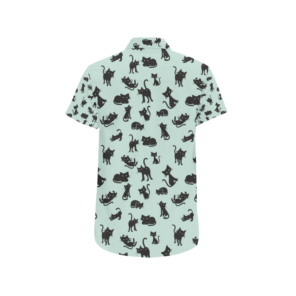 Black Cat Pattern Print Design 04 Men's Short Sleeve Button Up Shirt