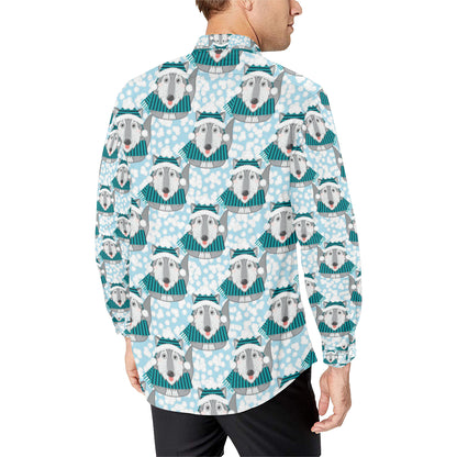 Alaskan Malamute Pattern Print Design 01 Men's Long Sleeve Shirt
