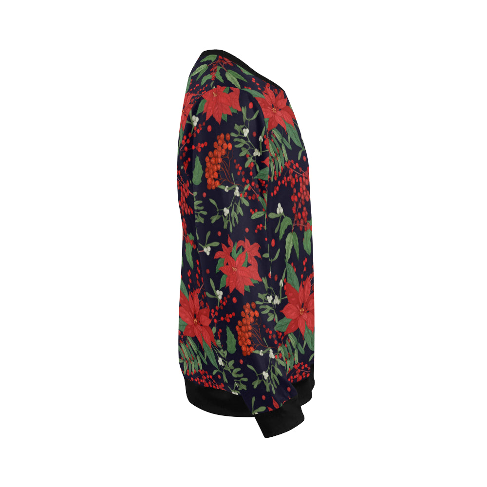Poinsettia Pattern Print Design POT02 Men Long Sleeve Sweatshirt