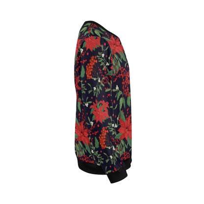 Poinsettia Pattern Print Design POT02 Men Long Sleeve Sweatshirt