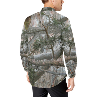 Camo Realistic Tree Forest Pattern Men's Long Sleeve Shirt