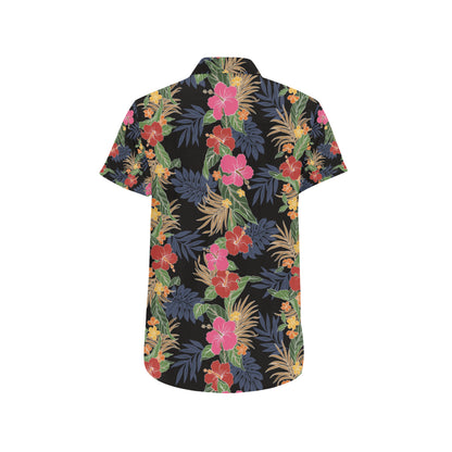 Hawaiian Themed Pattern Print Design H011 Men's Short Sleeve Button Up Shirt