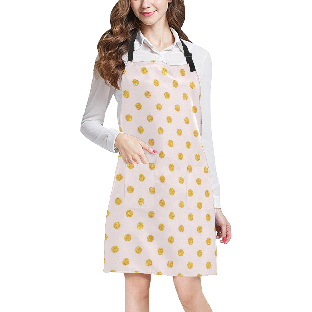 Polka Dot Gold Pink Pattern Print Design 01 Apron with Pocket