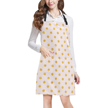 Polka Dot Gold Pink Pattern Print Design 01 Apron with Pocket