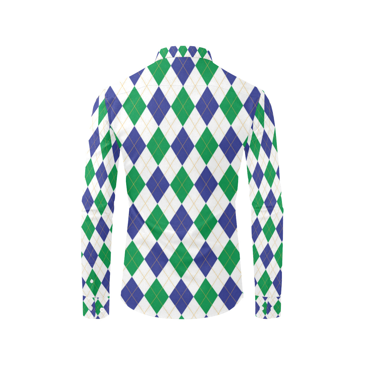 Argyle Green Blue Pattern Print Design 03 Men's Long Sleeve Shirt
