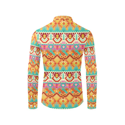 Aztec Pattern Print Design 03 Men's Long Sleeve Shirt