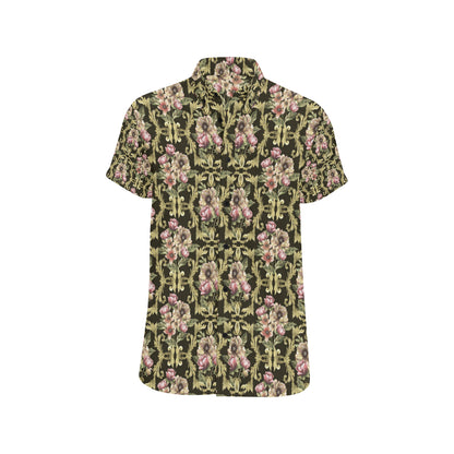 Baroque Pattern Print Design 02 Men's Short Sleeve Button Up Shirt