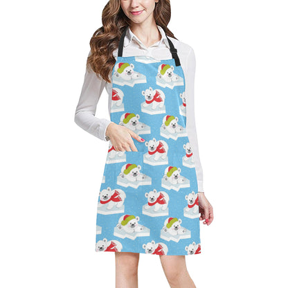 Polar Bear Pattern Print Design PB06 Apron with Pocket
