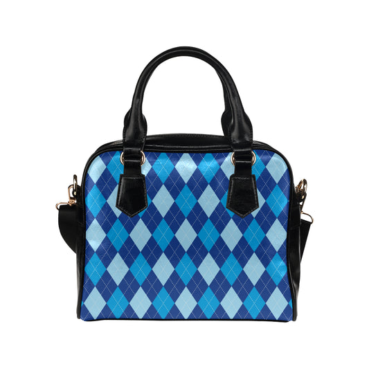 Argyle Blue Pattern Print Design 02 Shoulder Handbag
