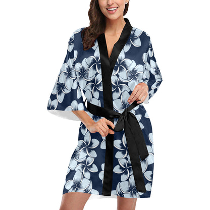 Plumeria Pattern Print Design A02 Women's Short Kimono