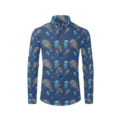 Manatee Pattern Print Design 01 Men's Long Sleeve Shirt